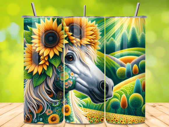 Download Hippie Horse Sunflower Landscape Tumbler - Premium Bundle