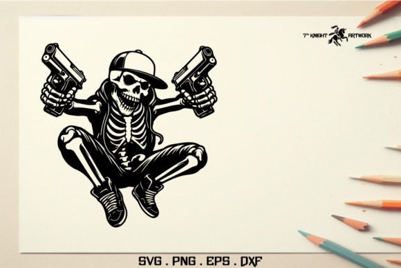 Download Hip-Hop Skeleton with Gun Svg - Premium Resources