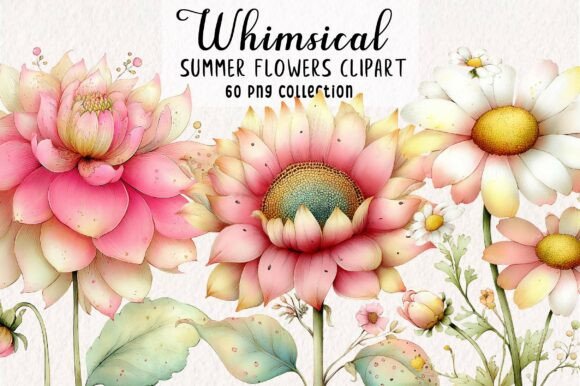 Download Whimsical Summer Flowers Clipart PNG - Whimsical Collection