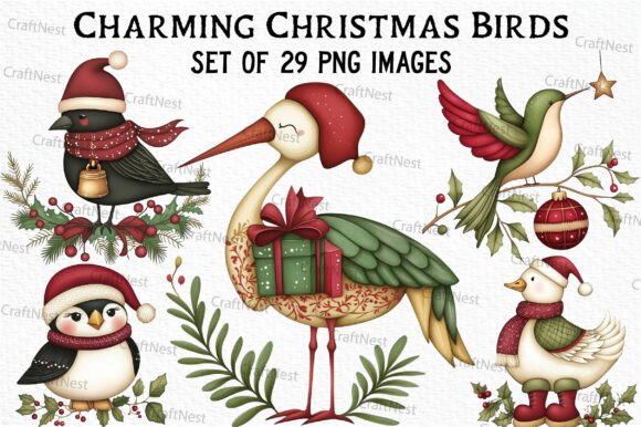 Download Charming Christmas Birds Clip Art - Premium Resources