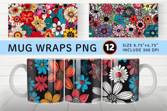 Download Whimsical Funky Flowers Mug Wrap Sublima - Whimsical Collection