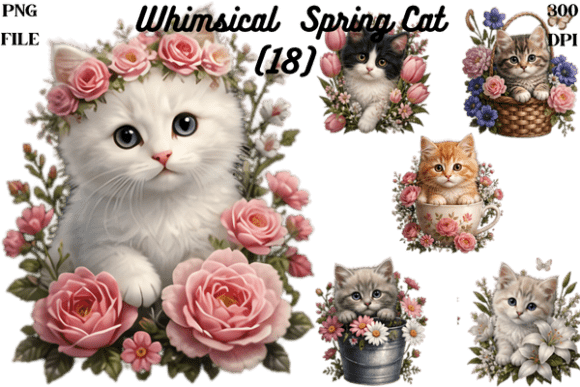 Download Whimsical Spring Cats Clipart PNG Bundle - Whimsical Collection