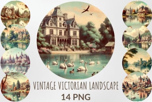Download Vintage Victorian Landscape Sublimation - Premium Bundle