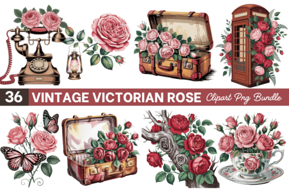 Download Vintage Victorian Rose Clipart Bundle - Premium Resources