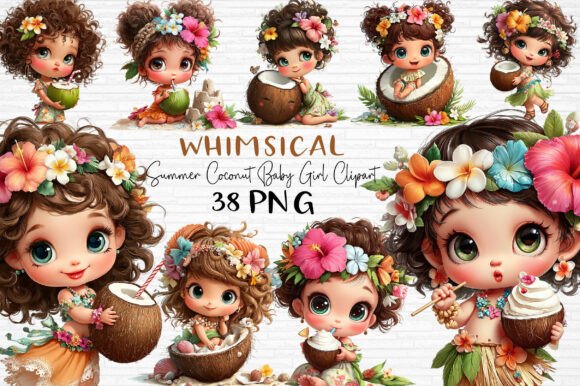 Download Whimsical Coconut Baby Girl Clipart PNG - Whimsical Collection