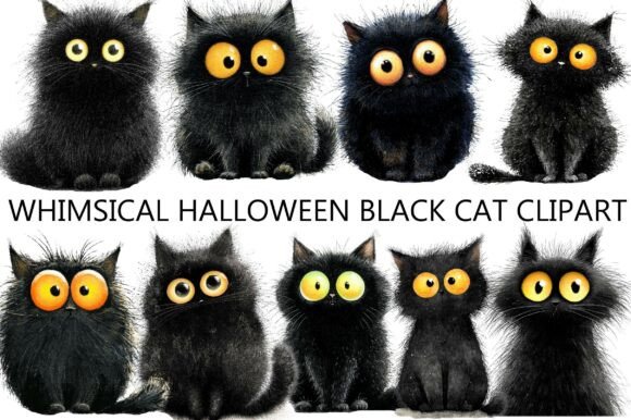 Download Whimsical Halloween Black Cat Clipart - Whimsical Collection